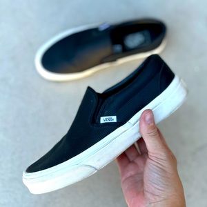 VANS Slip On Shoes in Perforated Leather in Black